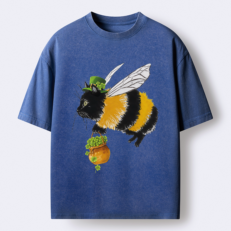 Kyoto-Lion Lucky Buzz Cat Washed T-Shirt