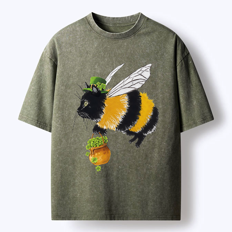 Kyoto-Lion Lucky Buzz Cat Washed T-Shirt