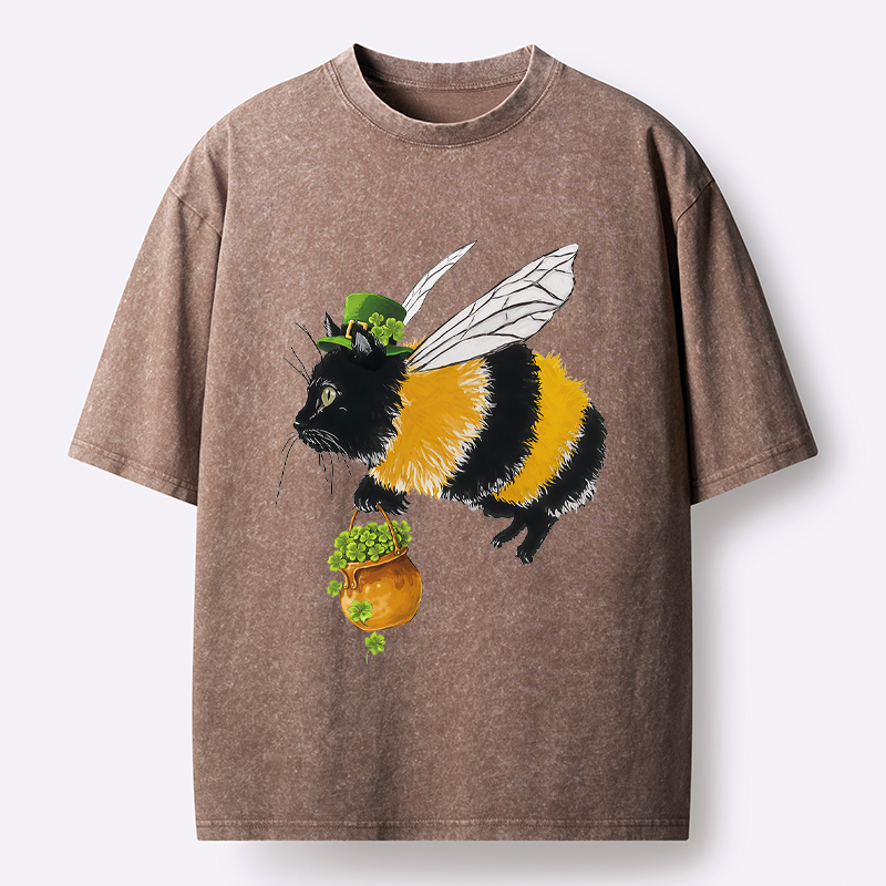 Kyoto-Lion Lucky Buzz Cat Washed T-Shirt