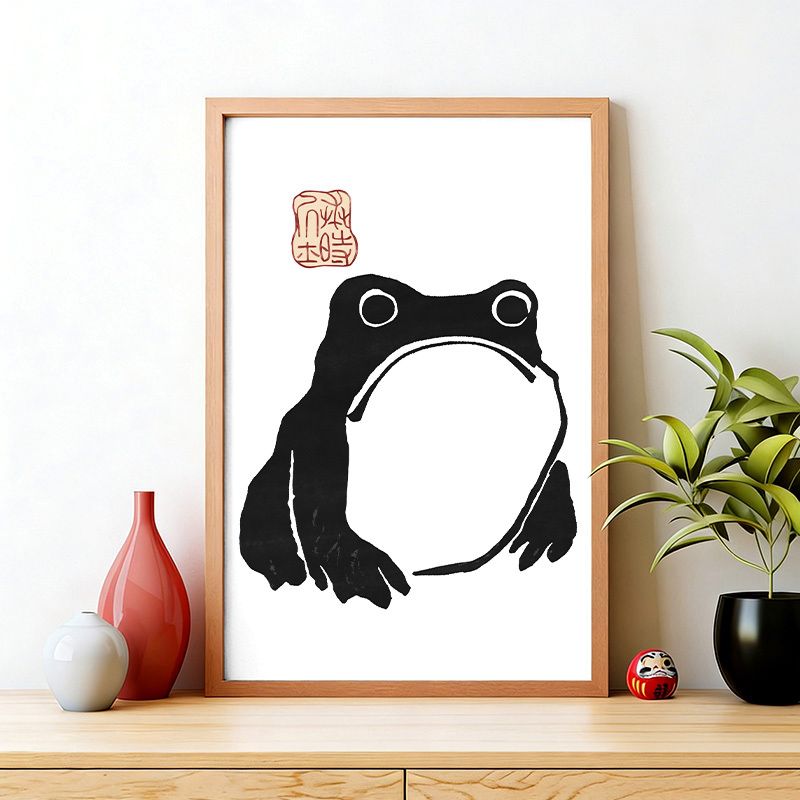 Japanese woodblock print frog poster