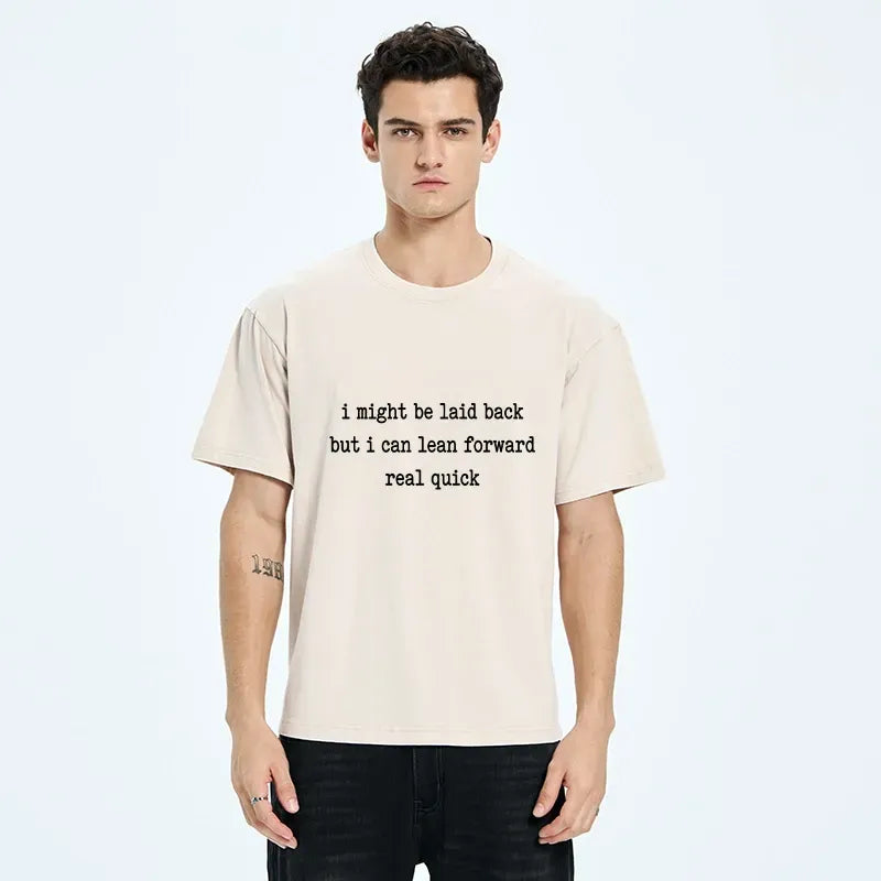 Kyoto-Lion Funny Laid Back Attitude Quote Washed T-Shirt