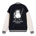 funny fat samurai frog varsity jacket