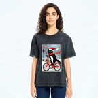 Japanese vintage black cat bicycle t-shirt
