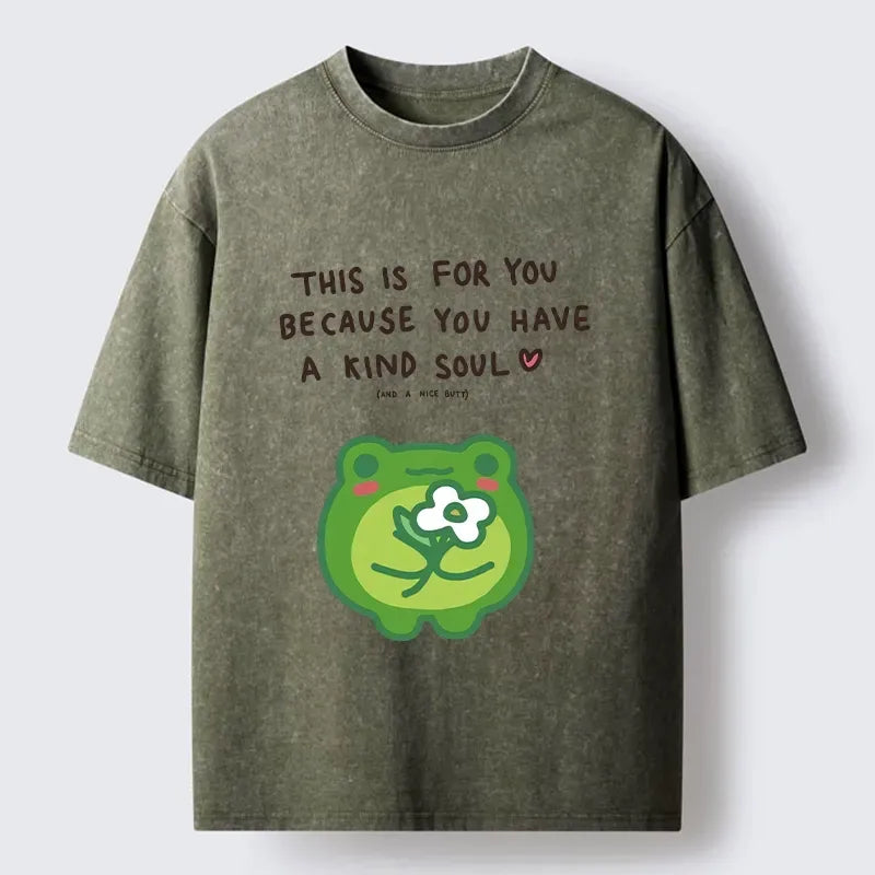 Cute Frog Washed T-Shirt for Gift Idea