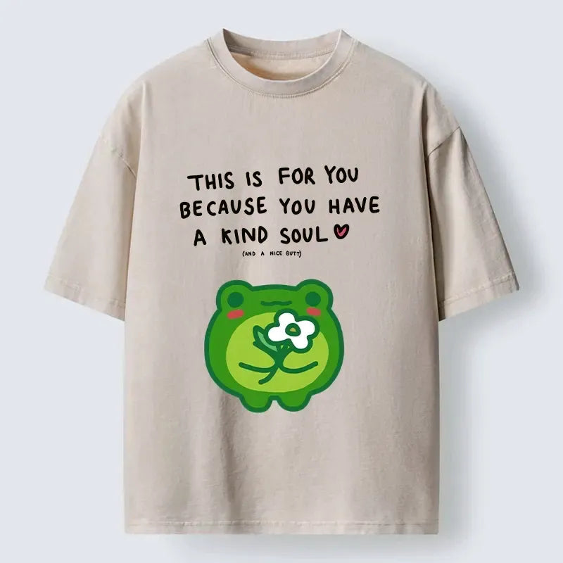 Cute Frog Washed T-Shirt for Gift Idea