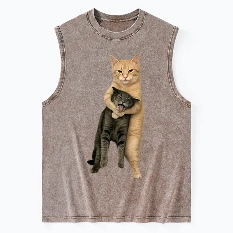 Kyoto-Lion Orange Cat¡¯s Tight Embrace Washed Tank
