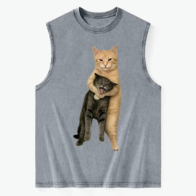 Kyoto-Lion Orange Cat¡¯s Tight Embrace Washed Tank