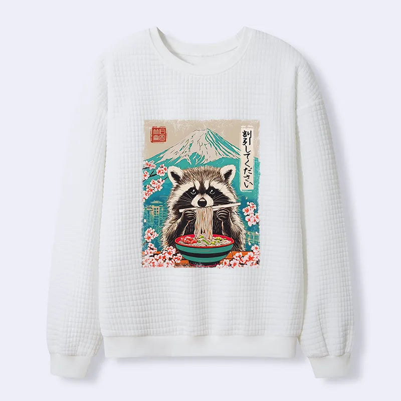 Kyoto-Lion Please Give Raccoon A Discount Waffle Sweatshirt