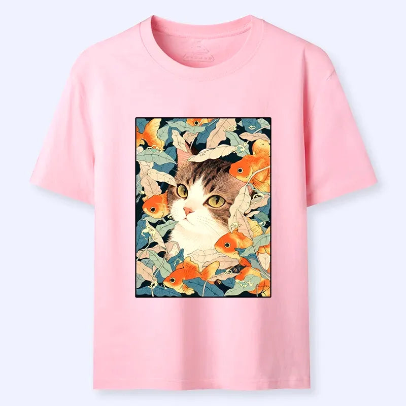Japanese cat t-shirt for summer