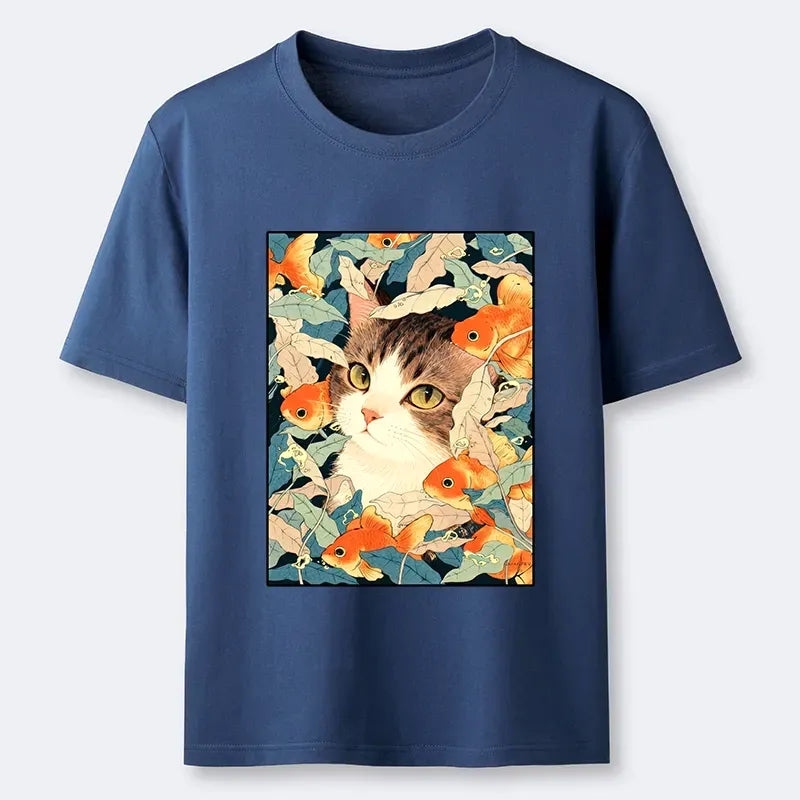 Japanese cat t-shirt for summer