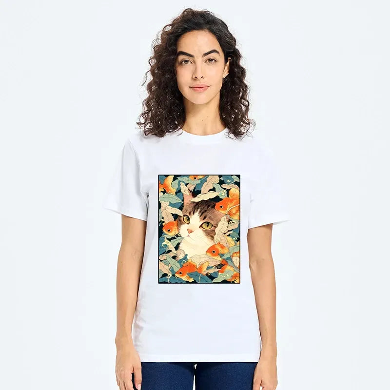Japanese cat t-shirt for summer