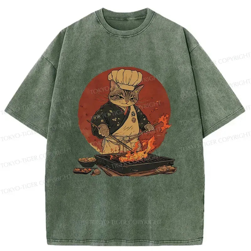 Japanese Cat Chef T-Shirt for Sale