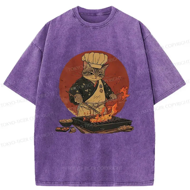 Japanese Cat Chef T-Shirt for Sale
