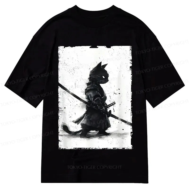Kyoto-Lion Retro Cat Samurai Japanese Classic T-Shirt
