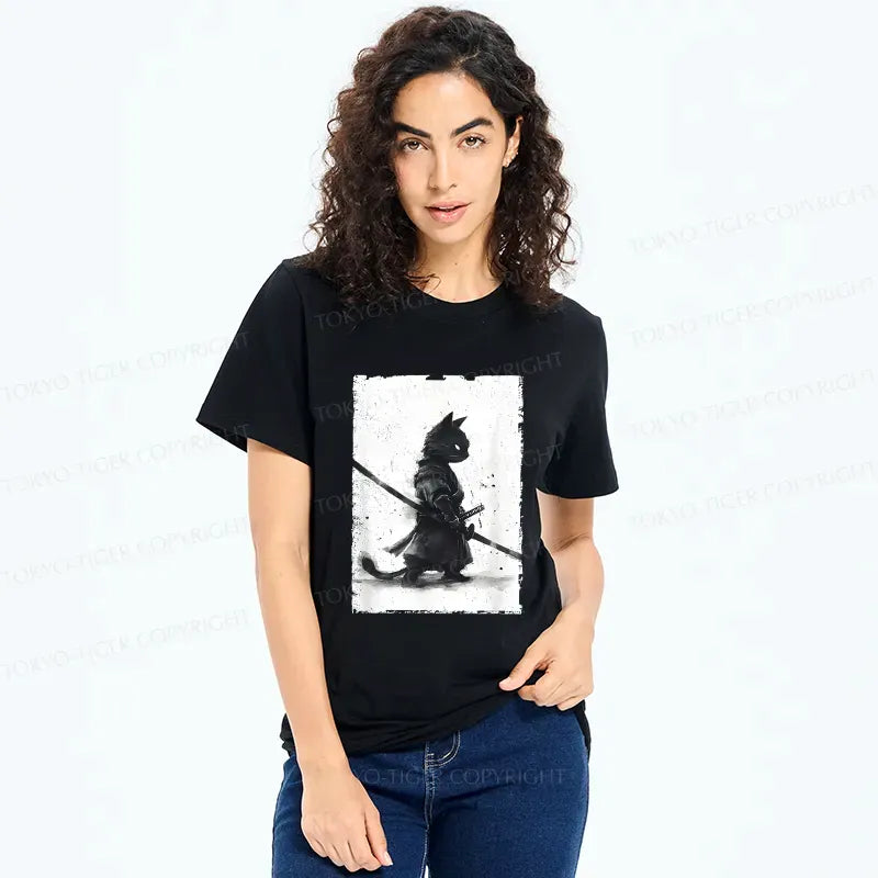 Kyoto-Lion Retro Cat Samurai Japanese Classic T-Shirt