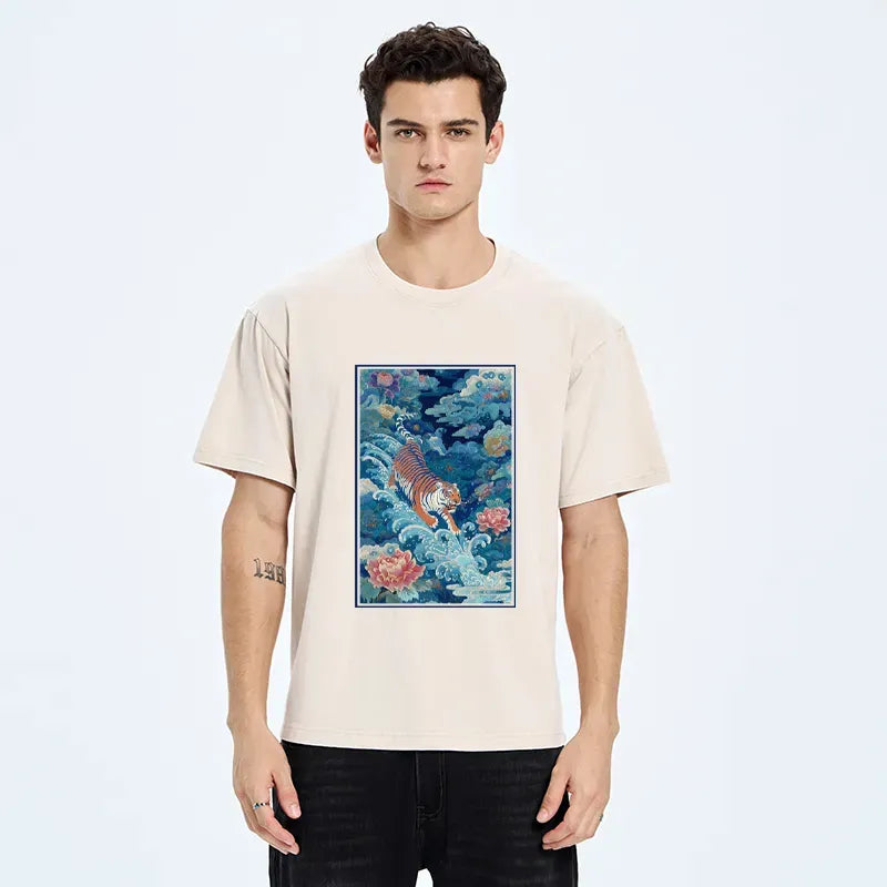Unisex cotton t-shirt with Japanese art