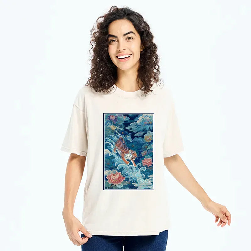 Auspicious clouds washed tee streetwear style