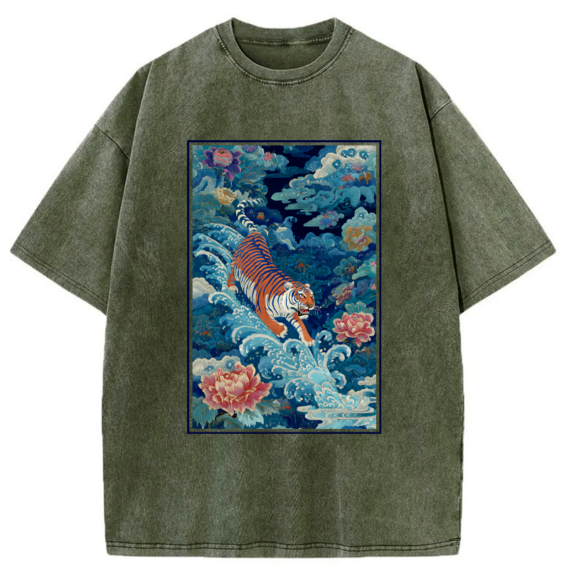 Auspicious clouds washed tee streetwear style