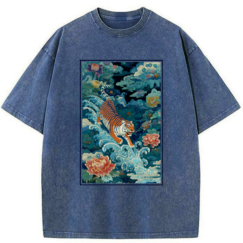 Auspicious clouds washed tee streetwear style