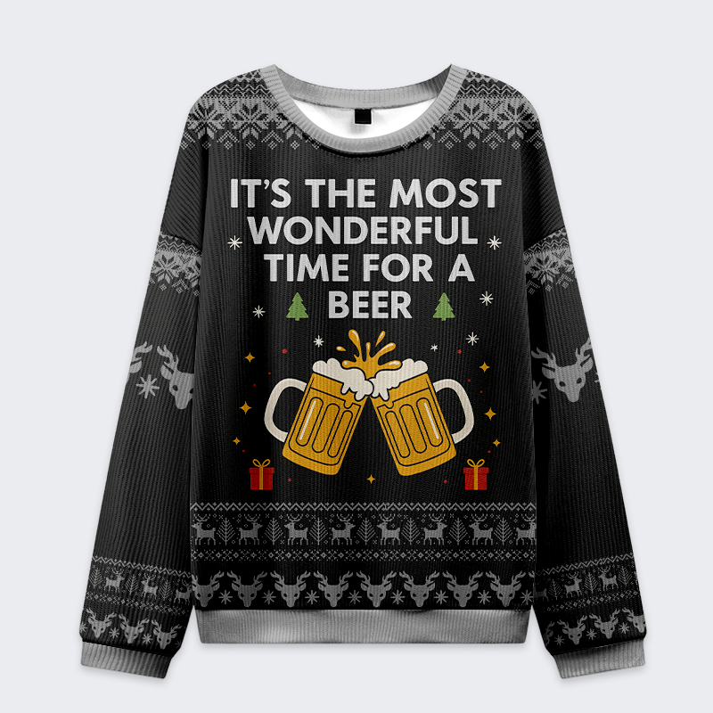 Kyoto-Lion Most Wonderful Beer Time Christmas Ugly Sweatshirt
