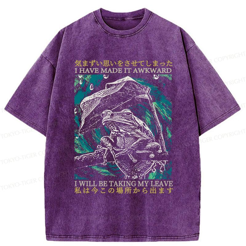 Embarrassed Frog Washed T-Shirt for Everyday Wear