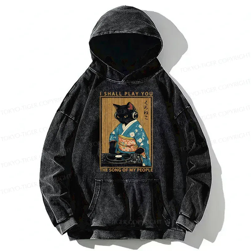 black cat playing music hoodie free shipping