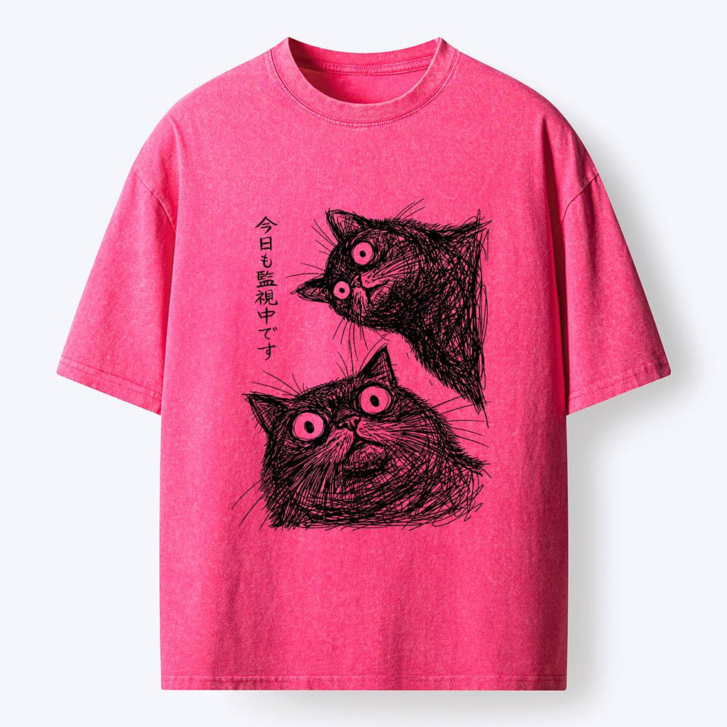 Vintage Ukiyo-e Cat Watching Tee on Sale
