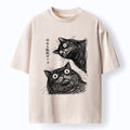 Japanese Washed Cat T-Shirt for Daily Wear