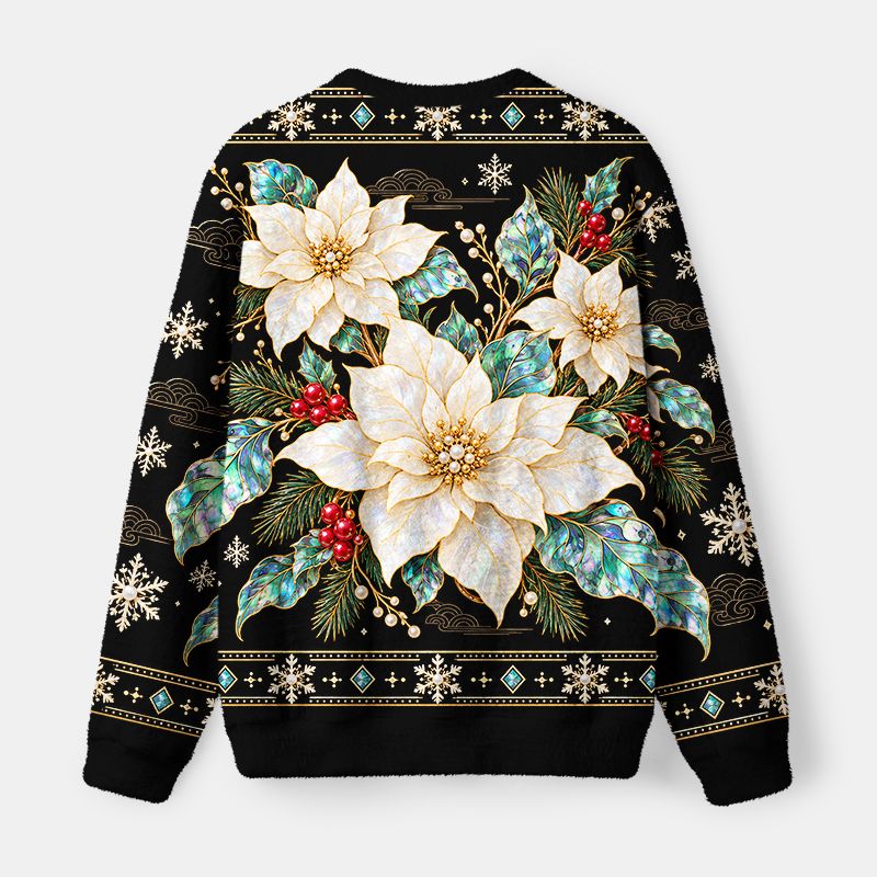 Kyoto-Lion Blooming White Flowers Christmas Ugly Sweatshirt