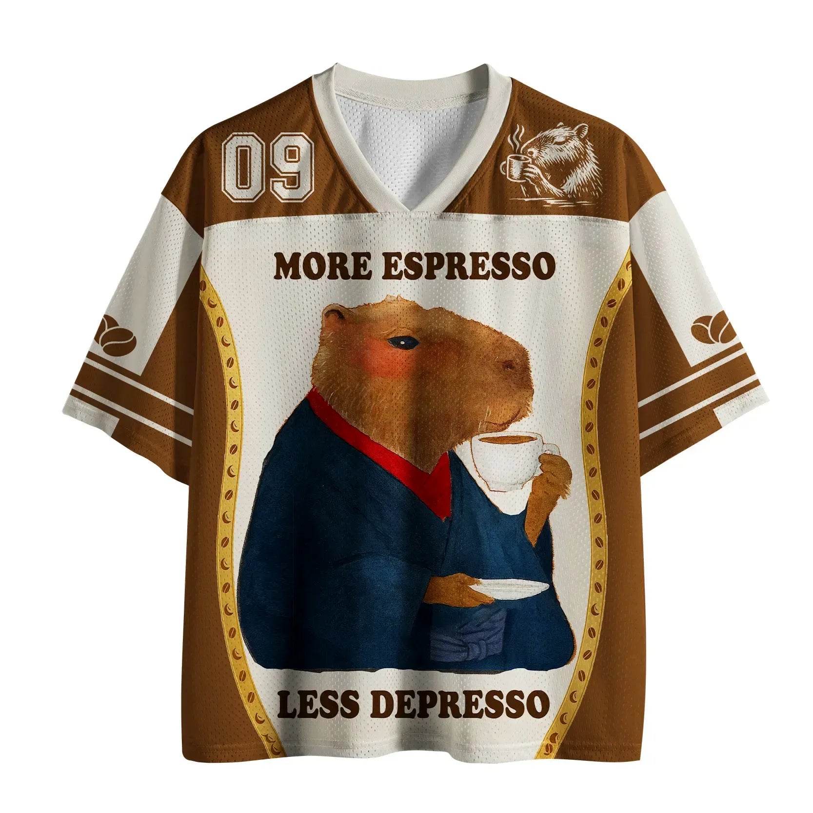 Kyoto-Lion The Elegant Capybara Drinking Coffee Mesh Jersey