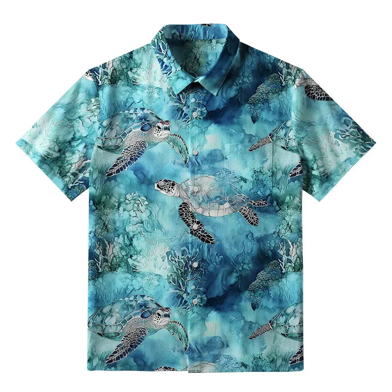 Kyoto-Lion Oceanic Turtle Button-up Shirt