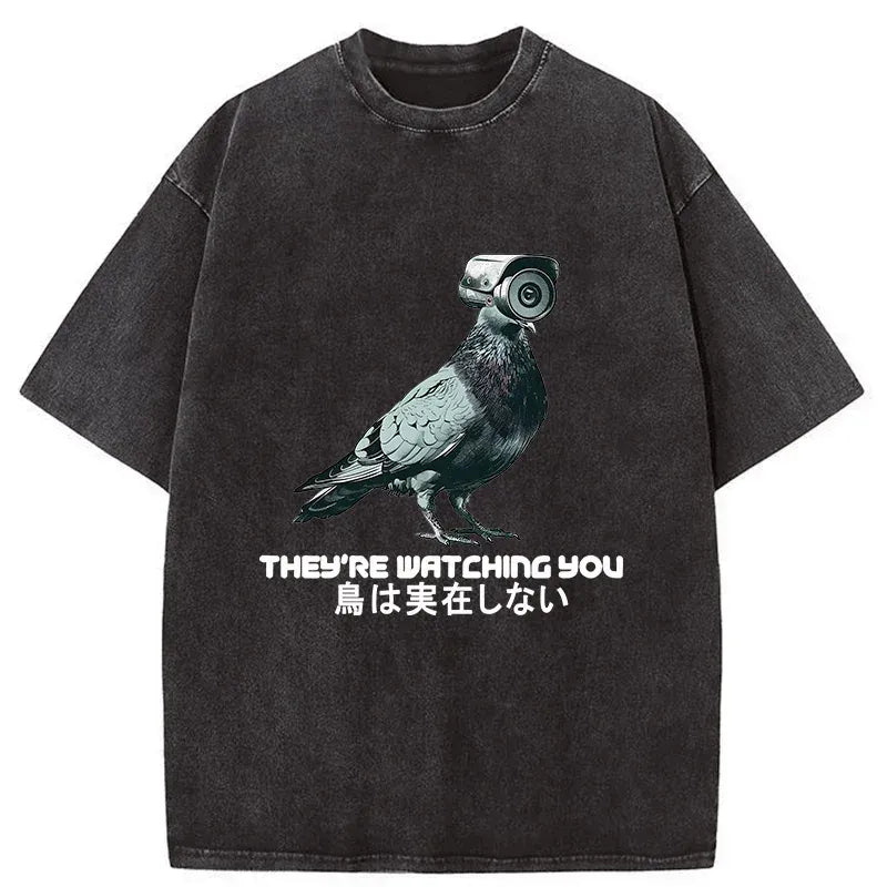Kyoto-Lion Birds Aren't Real Funny Washed T-Shirt