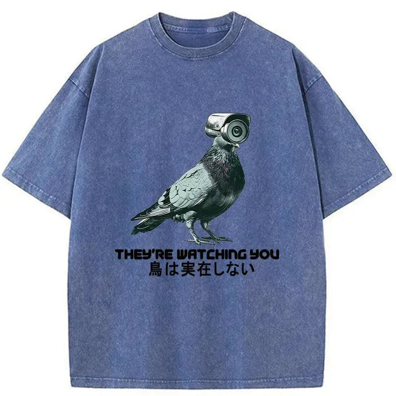 Kyoto-Lion Birds Aren't Real Funny Washed T-Shirt