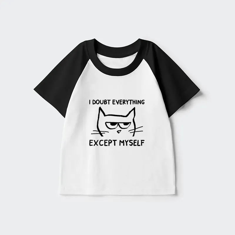 Kyoto-Lion Confident Kitten Kids Raglan T-shirt