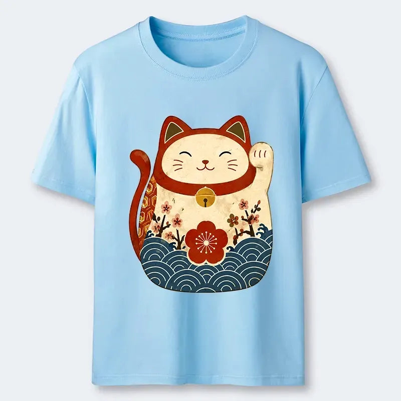 Japanese Lucky Cat Art T-Shirt