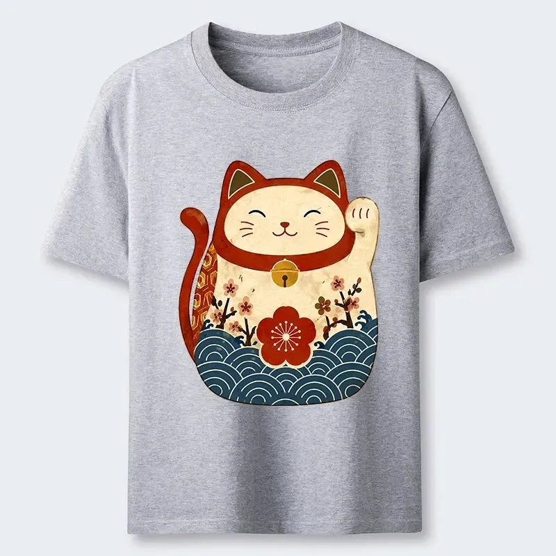 Japanese Lucky Cat Art T-Shirt