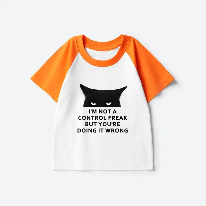 Kyoto-Lion Control Freak Funny Kids Raglan T-shirt