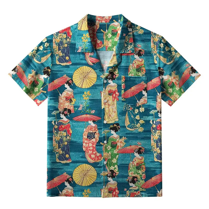 Unisex Hawaiian Shirt with Japanese Art