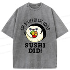 Vintage unisex sushi t-shirt for vacation