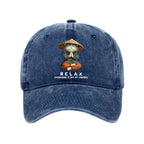 Kyoto-Lion Zen Relax Cat Graphic Washed Cap