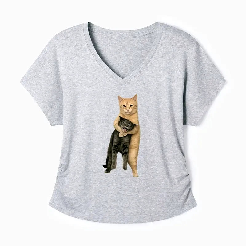 Japanese orange cat t-shirt women