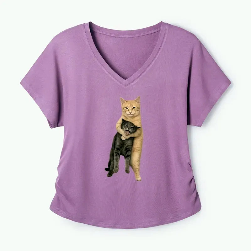Kyoto-Lion Orange Cat¡¯s Tight Embrace Modal Dolman Sleeve T-Shirt