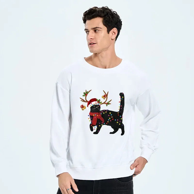 Japanese black cat Christmas sweatshirt gift idea