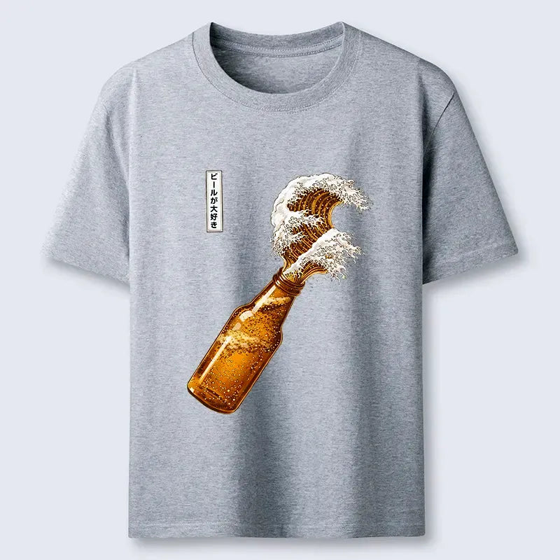 Ukiyo-e Beer Wave Unisex Tee Gift Idea