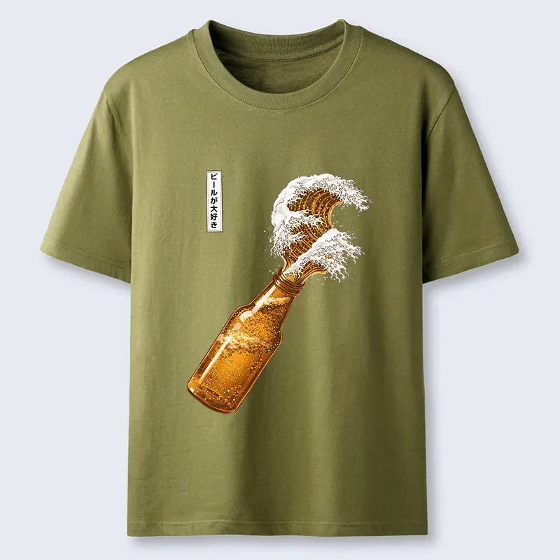 Ukiyo-e Beer Wave Unisex Tee Gift Idea