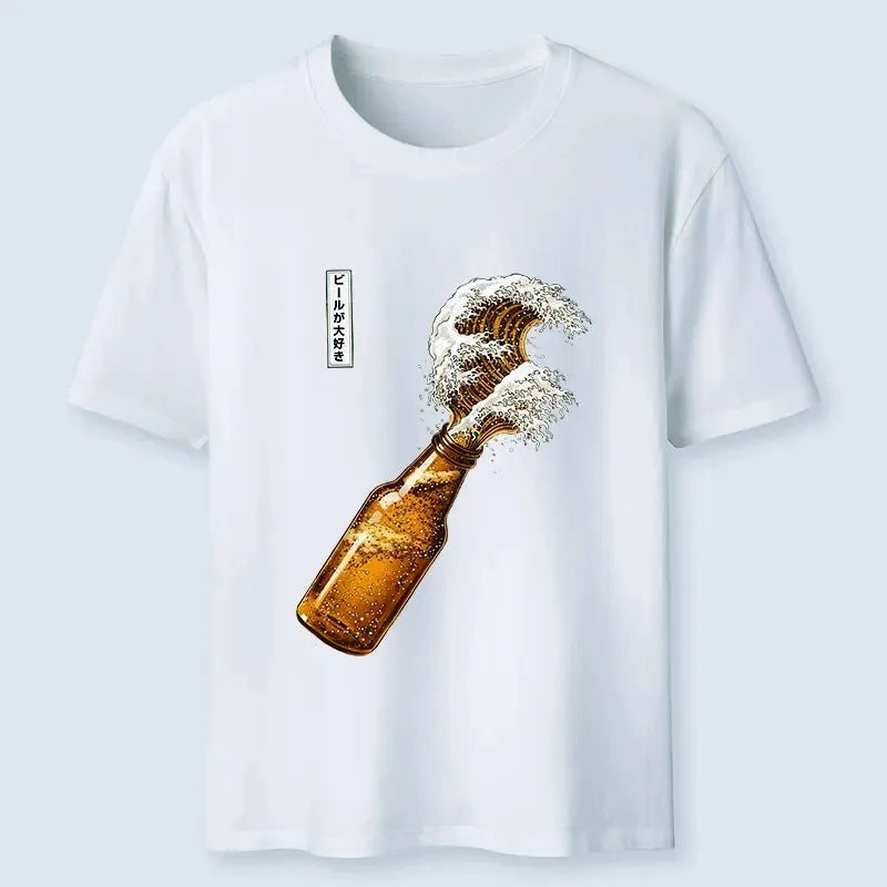 Ukiyo-e Beer Wave Unisex Tee Gift Idea