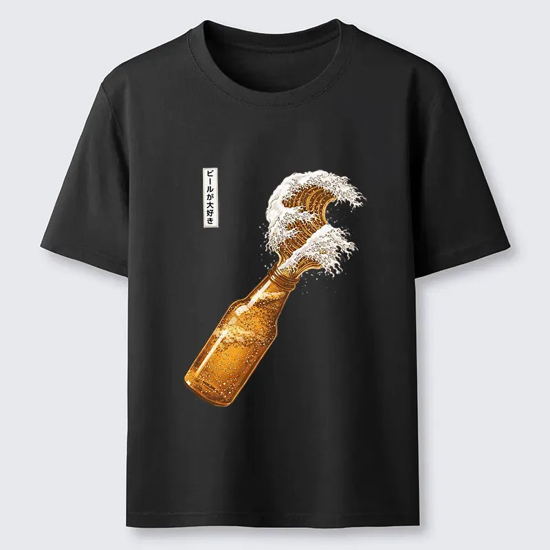 Ukiyo-e Beer Wave Unisex Tee Gift Idea