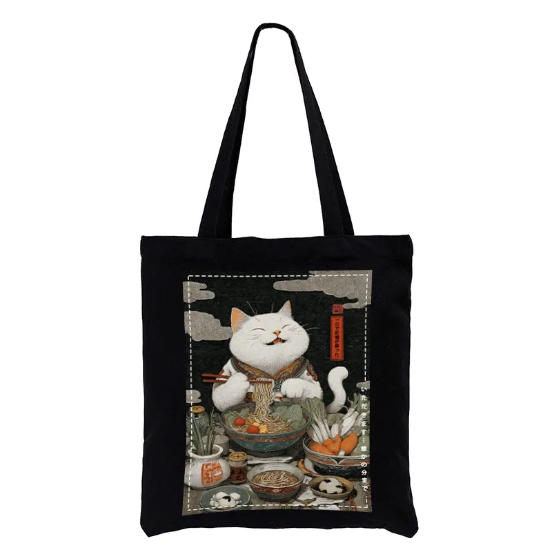 Kyoto-Lion The Ramen-Loving Cat Tote Bag