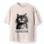 Premium Calm Cat Washed T-Shirt