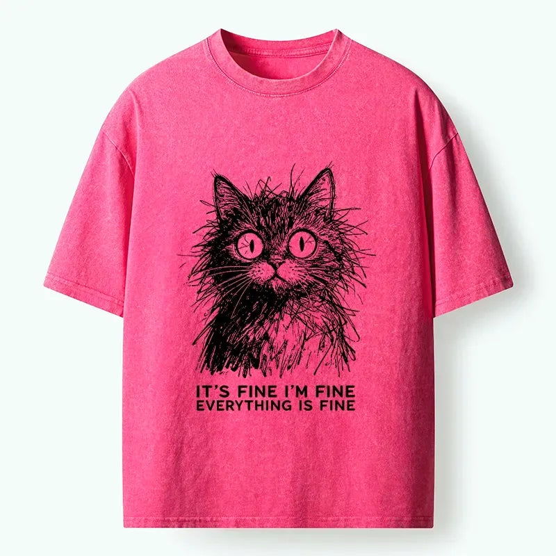 Premium Calm Cat Washed T-Shirt
